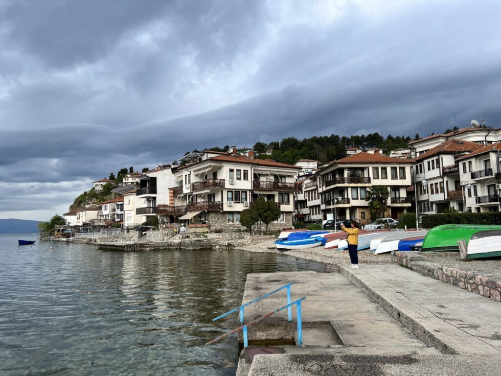 Båter ved Ohrid-sjøen i Makedonia