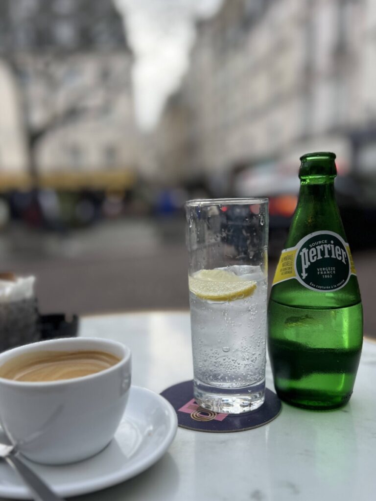 Perrier and a coffee. HOw to order coffee in French